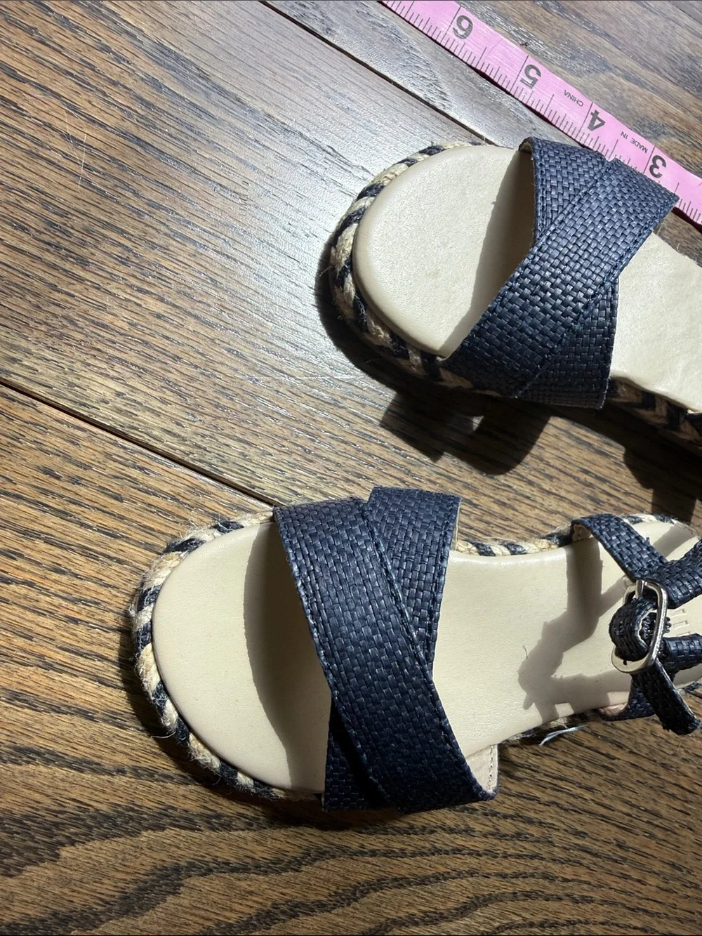 Janie and Jack Navy Braided Espadrille Tie Sandals